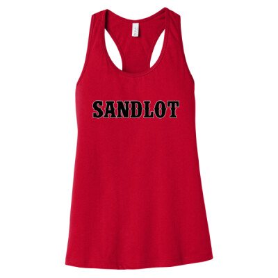 Ladies Cotton Sandlot text Racerback Tank - Red Thumbnail